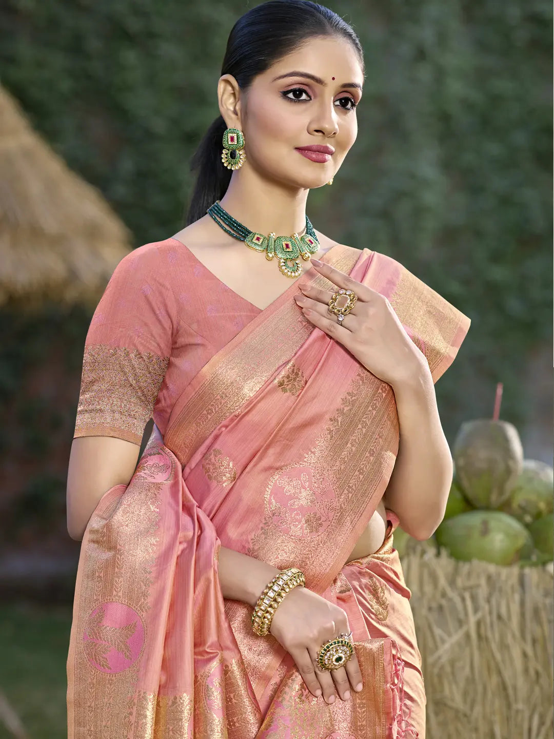 Peach Silk Saree