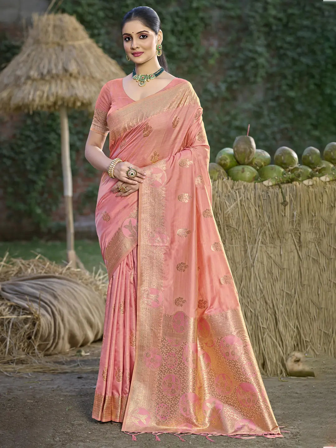 Peach Silk Saree