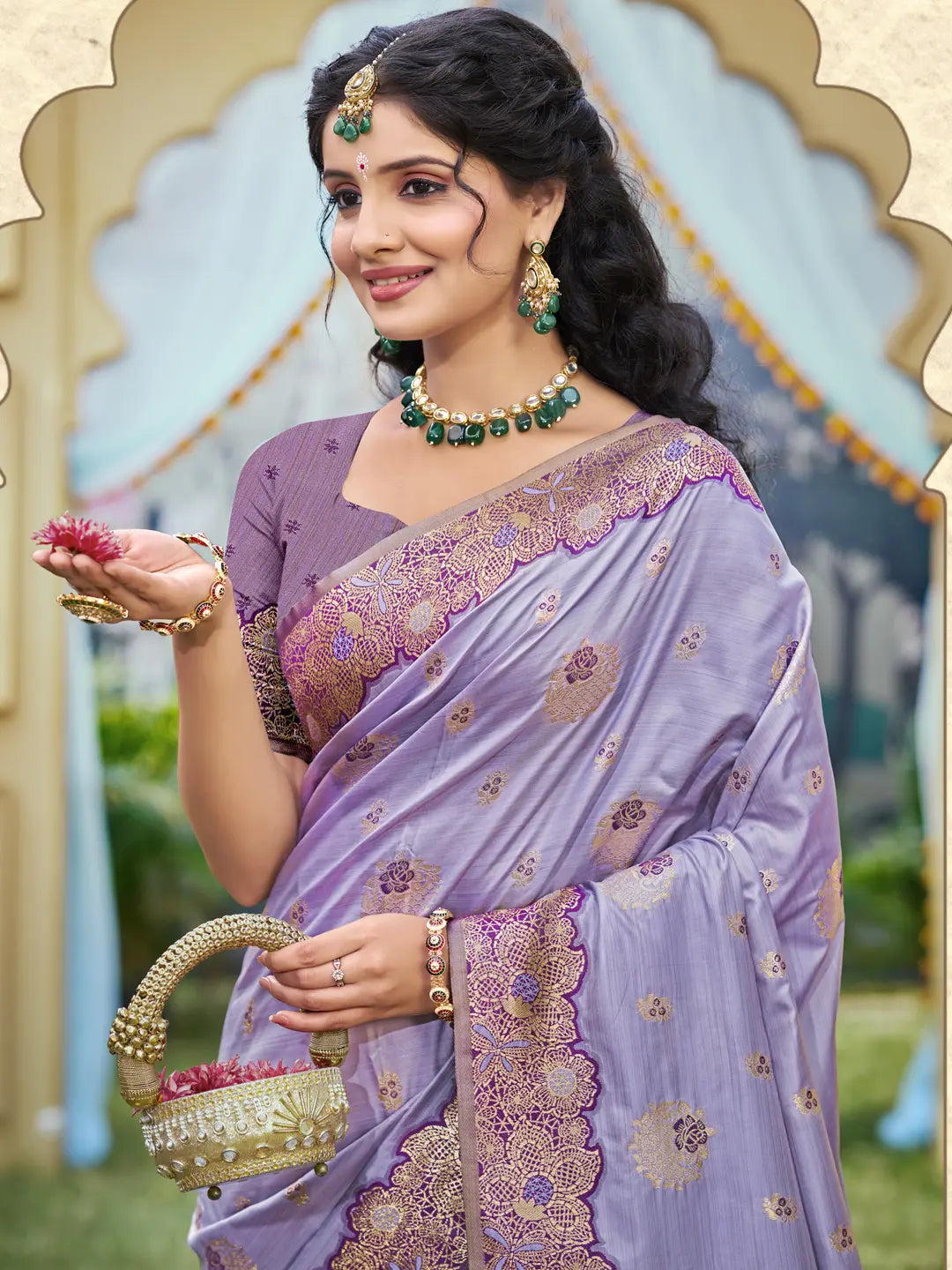 Purple Banarasi Silk Saree