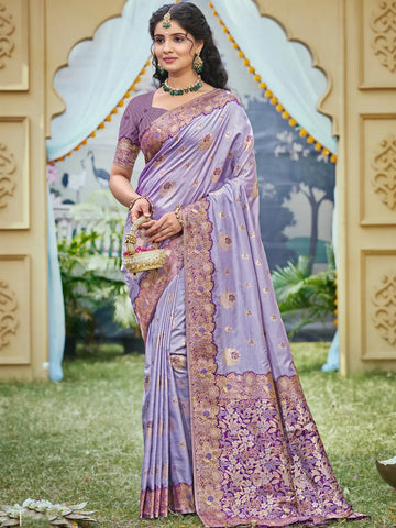 Purple Banarasi Silk Saree