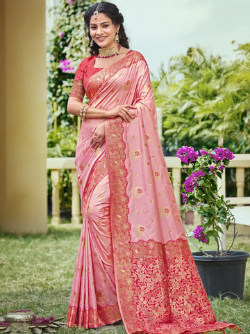 Light Pink Banarasi Silk Saree