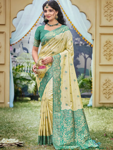 Mellow Yellow Banarasi Silk Saree