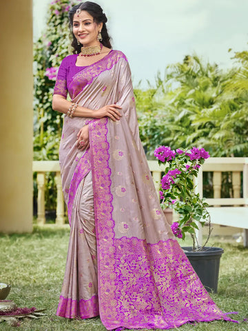 Gray Banarasi Silk Saree