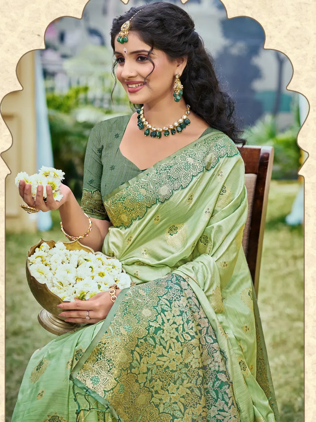 Light Green Banarasi Silk Saree