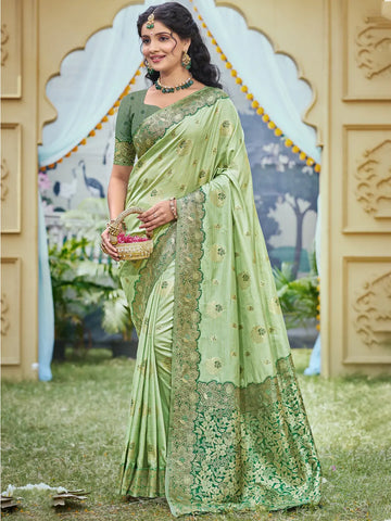 Light Green Banarasi Silk Saree