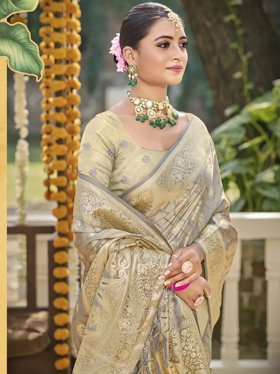 Gray Satin Silk Saree