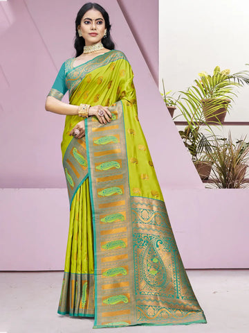 Lime Green Silk Saree