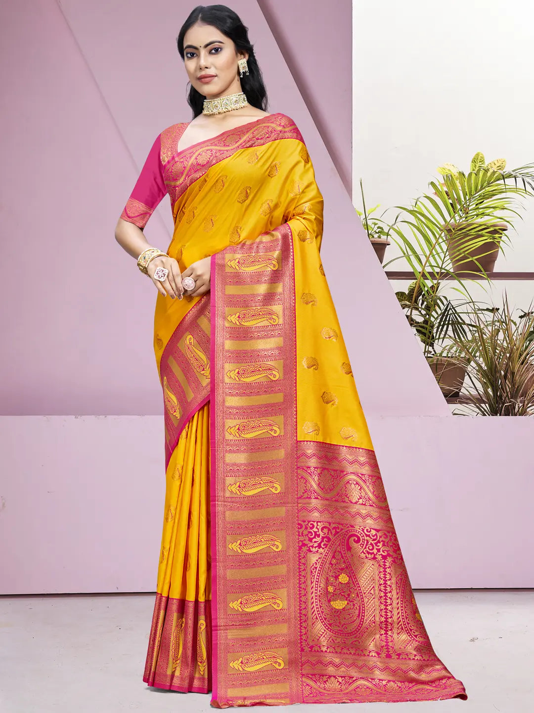 Yellow Silk Saree