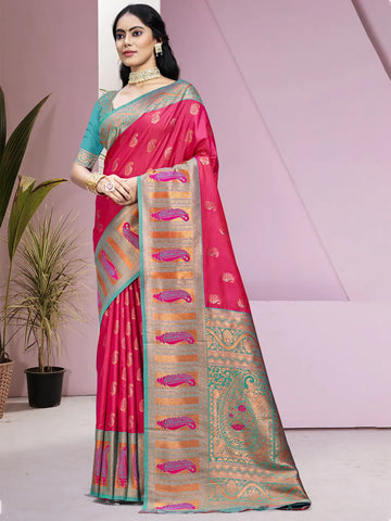 Magenta Pink Silk Saree