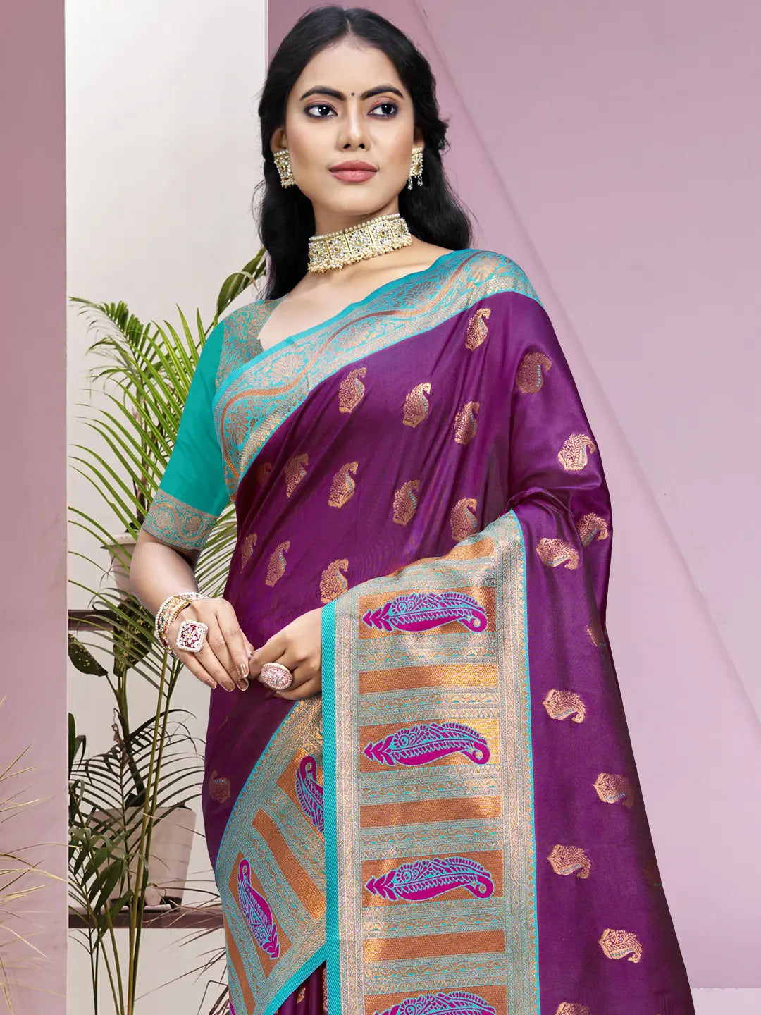 Wine Silk Saree