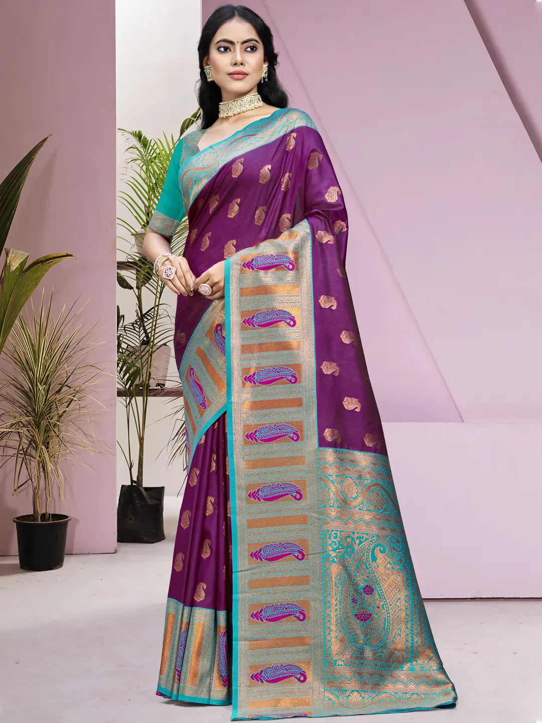 Wine Silk Saree