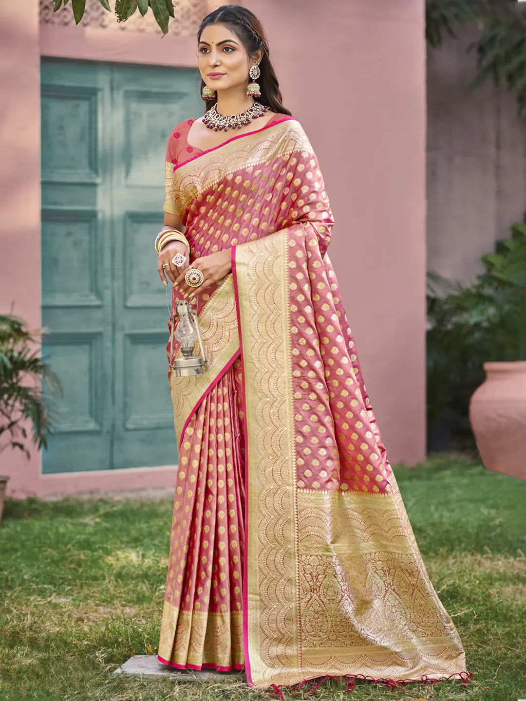 Pink Silk Saree