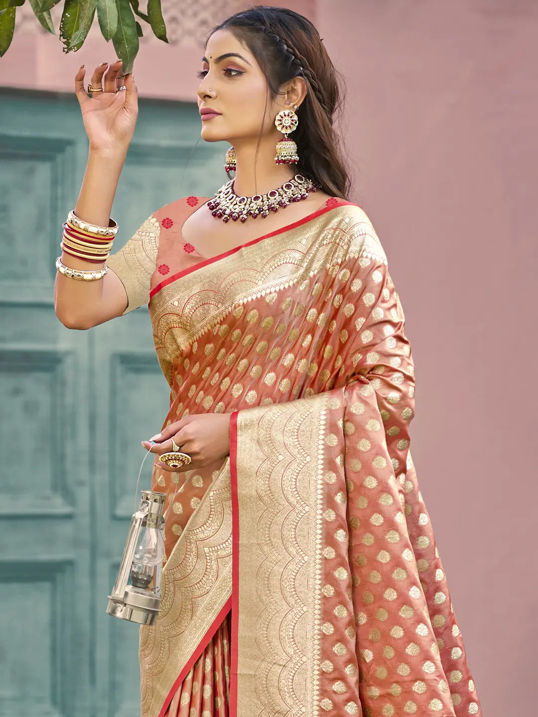 Peach Silk Saree