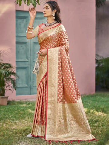 Peach Silk Saree