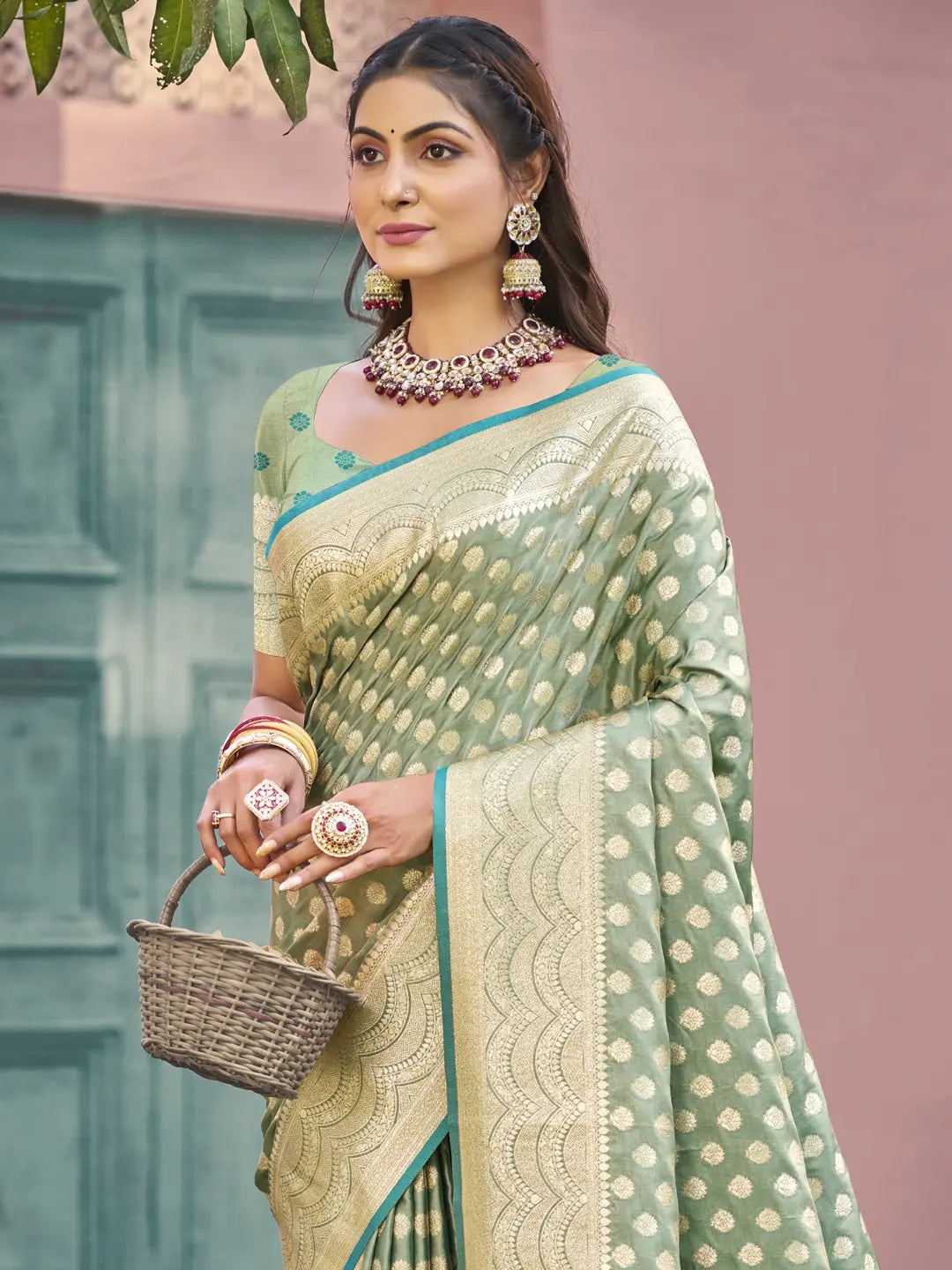 Pista Green Silk Saree