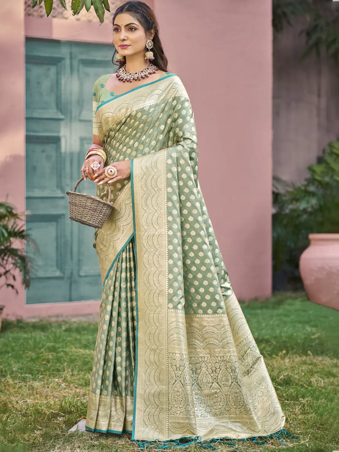 Pista Green Silk Saree