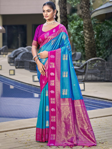 Sky Blue Silk Saree