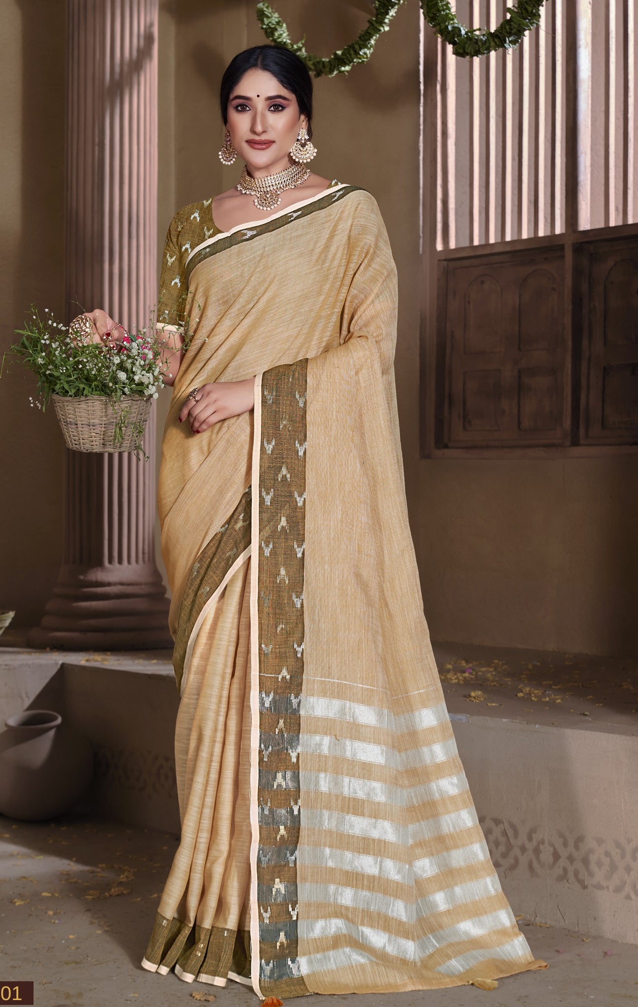 Mellow Yellow Linen Saree