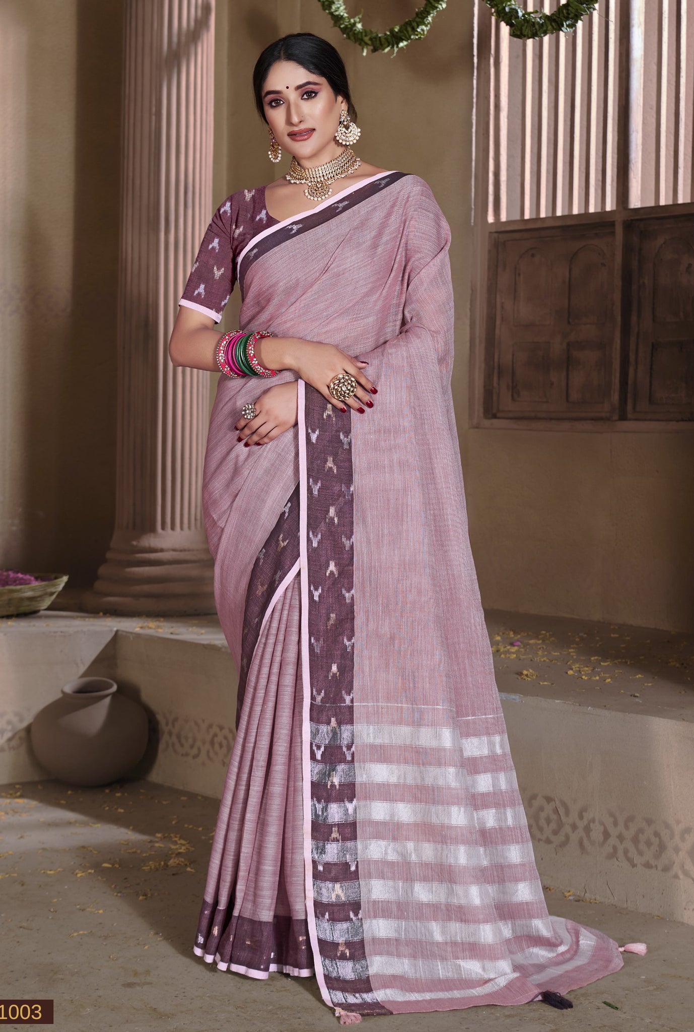 Lavender Linen Saree