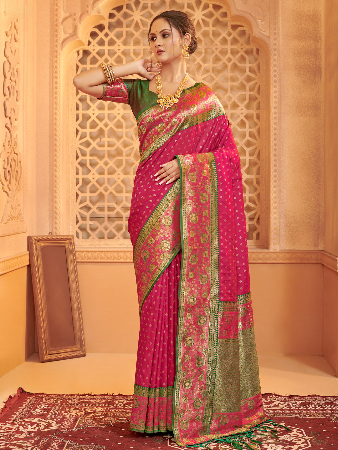 Pink Banarasi Silk Saree