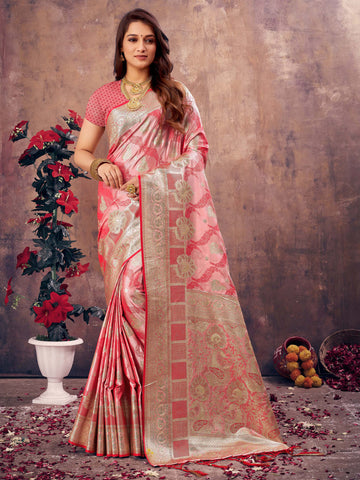 Sangam Taffy Pink South Silk Saree