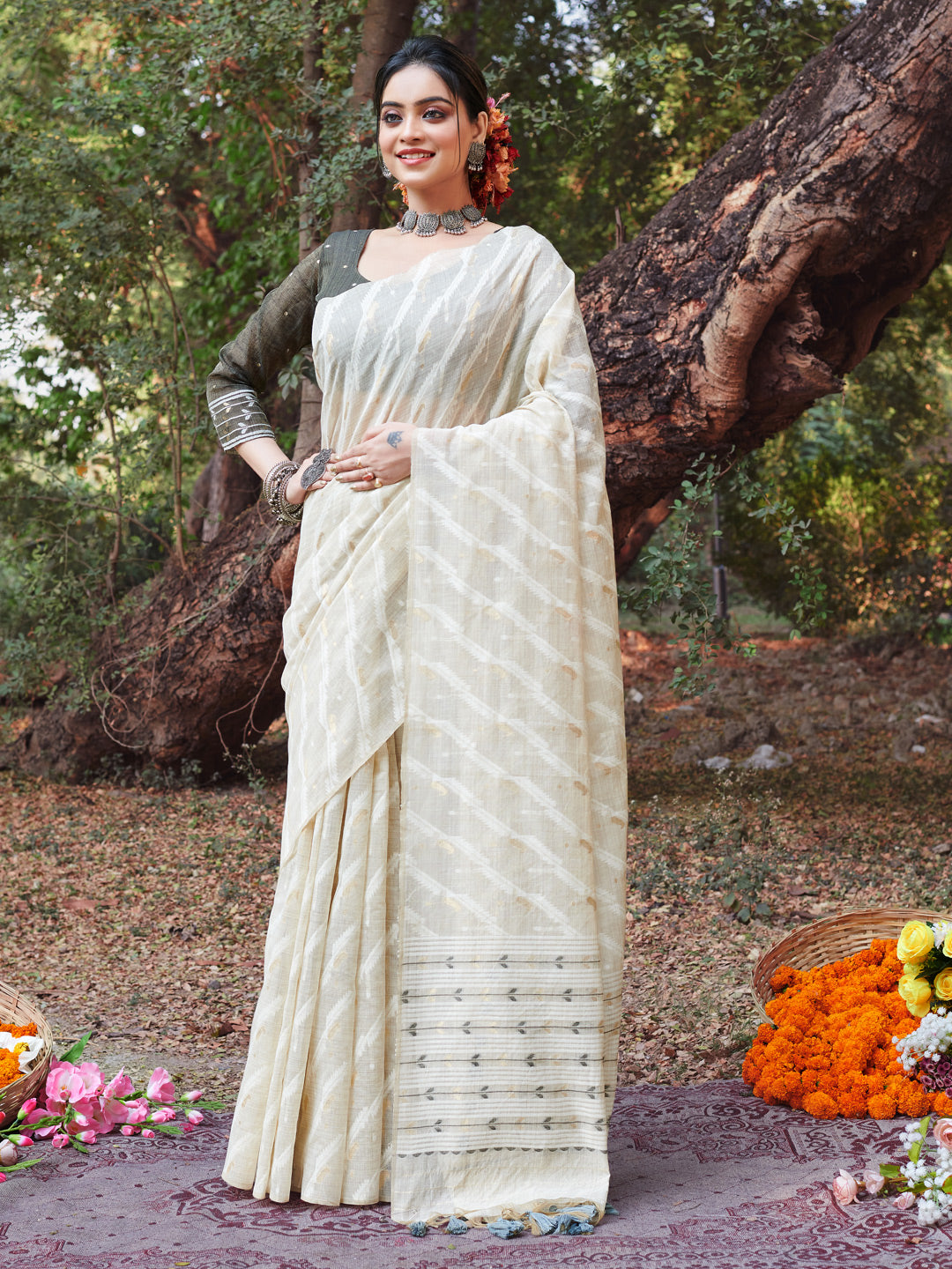 White Cotton Saree