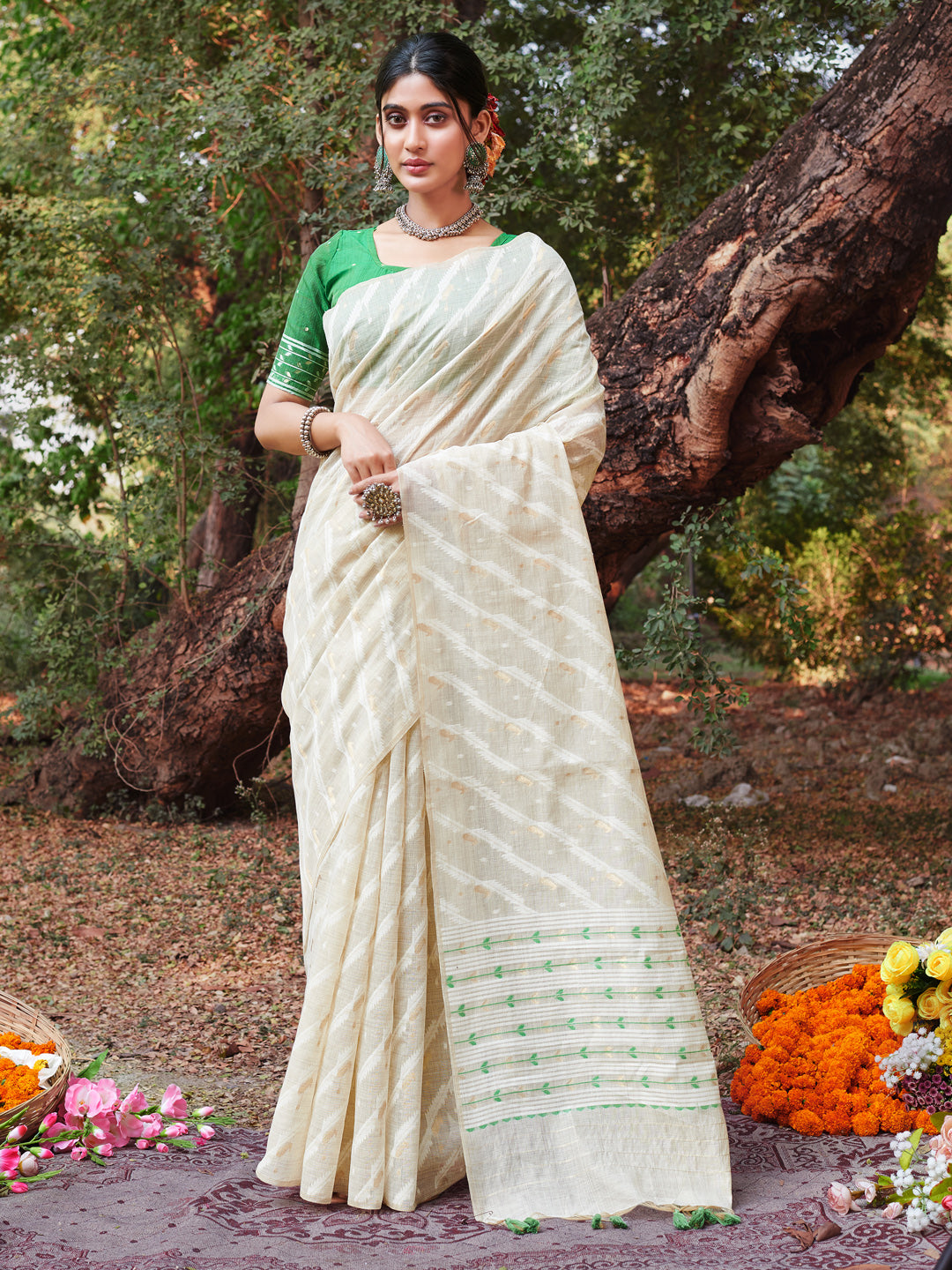 White Cotton Saree