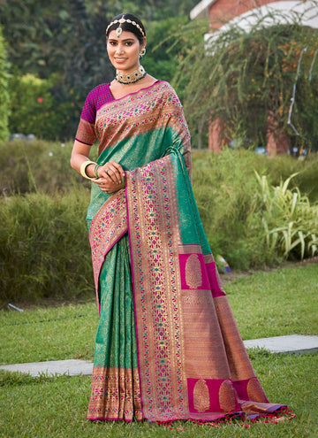 Sangam Green Kanjivaram Silk Saree