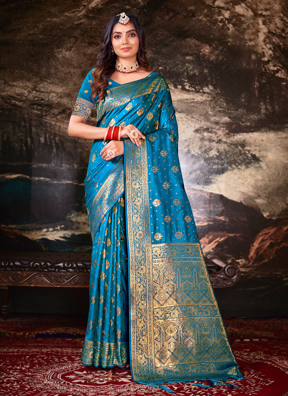 Sangam Blue Silk Saree