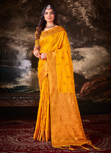 Sangam Yellow Silk Saree