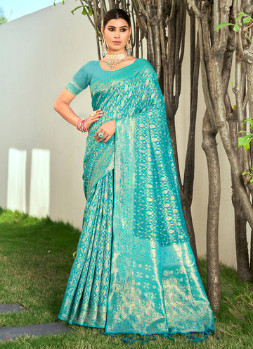 Sky Blue Kota Cotton Saree