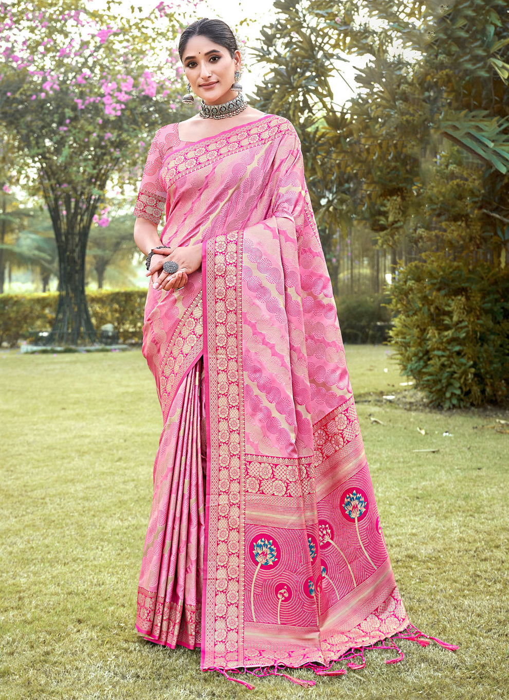 Sangam Pink Silk Saree