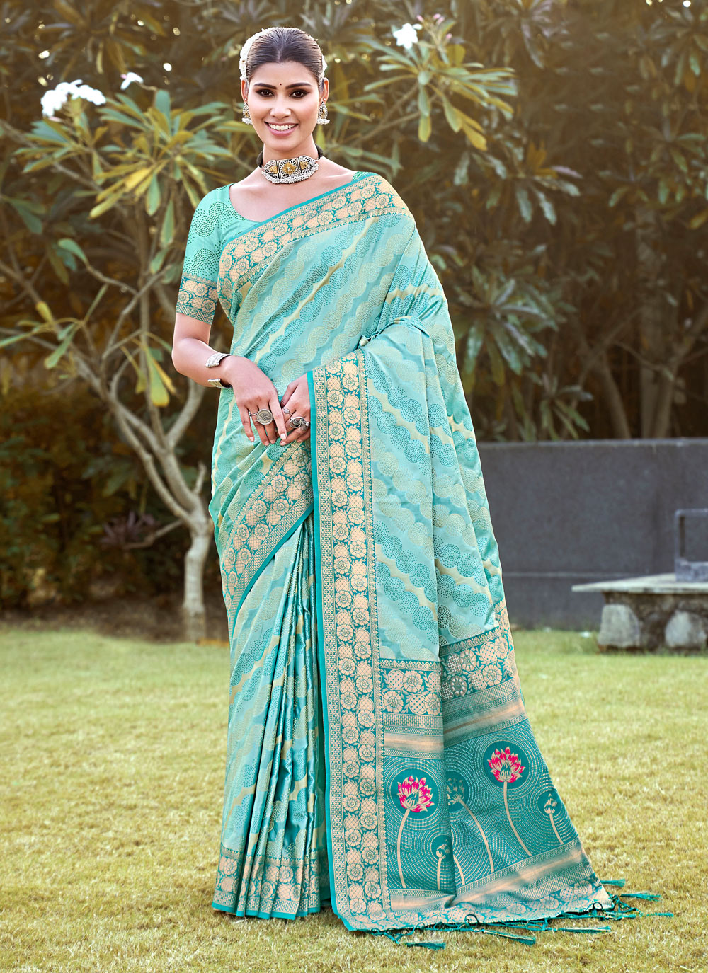 Sky Blue Silk Saree