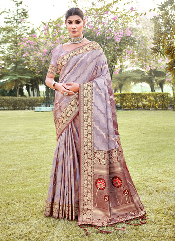 Sangam Lavender Silk Saree