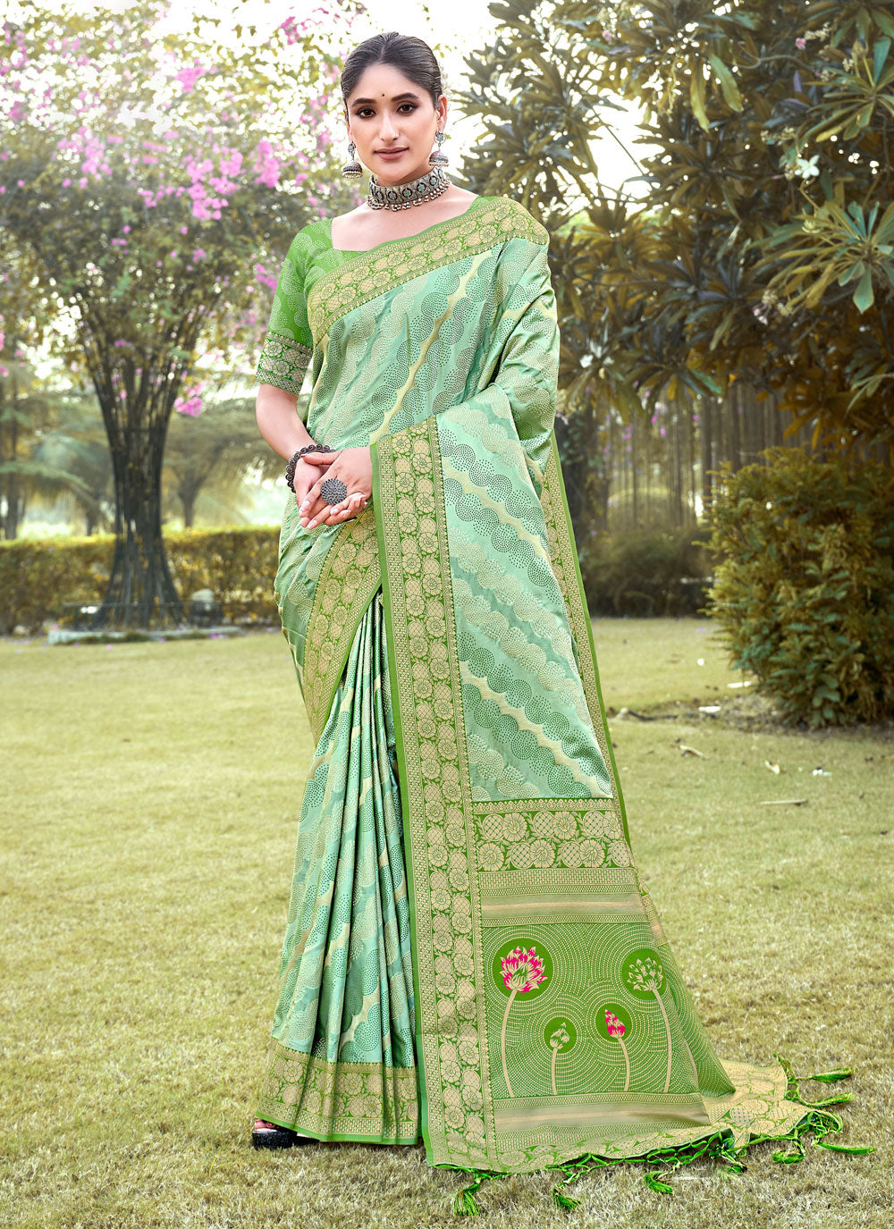 Sangam Green Silk Saree