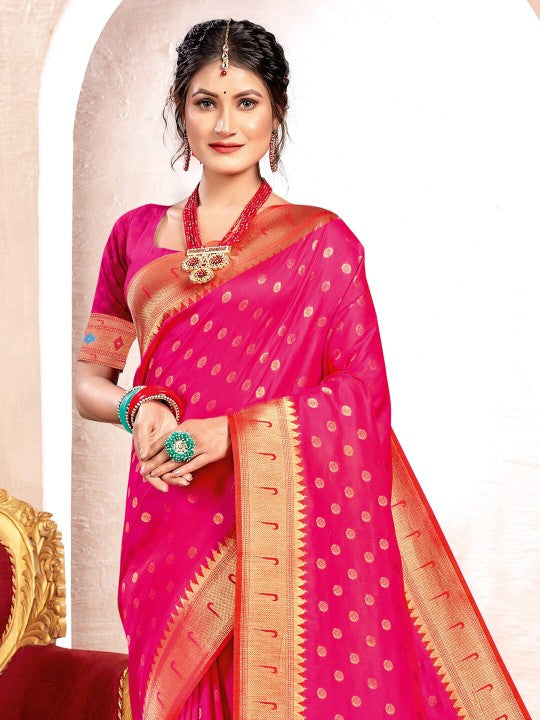 Magenta Pink Paithani Silk Saree