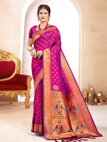 Purple Paithani Silk Saree