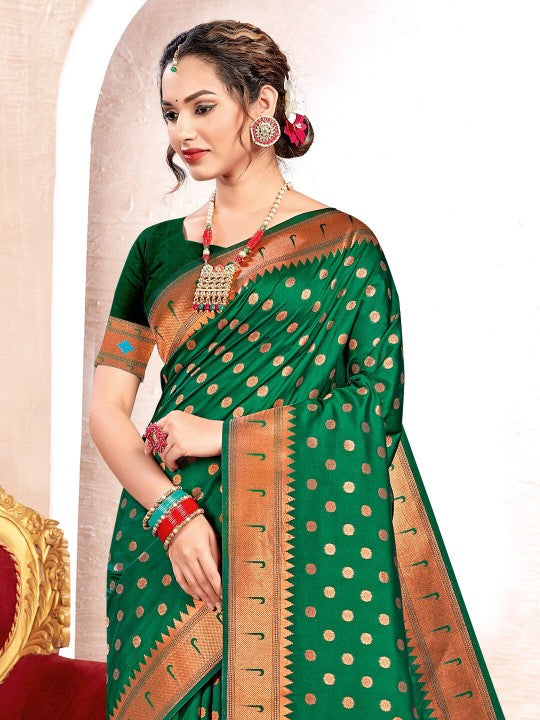 Green Paithani Silk Saree