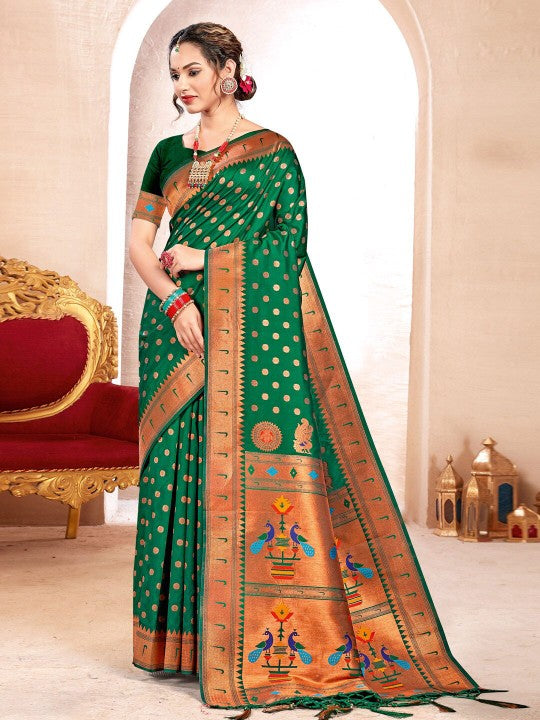 Green Paithani Silk Saree
