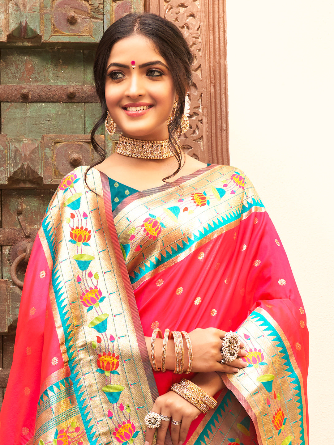 Pink Paithani Silk Saree