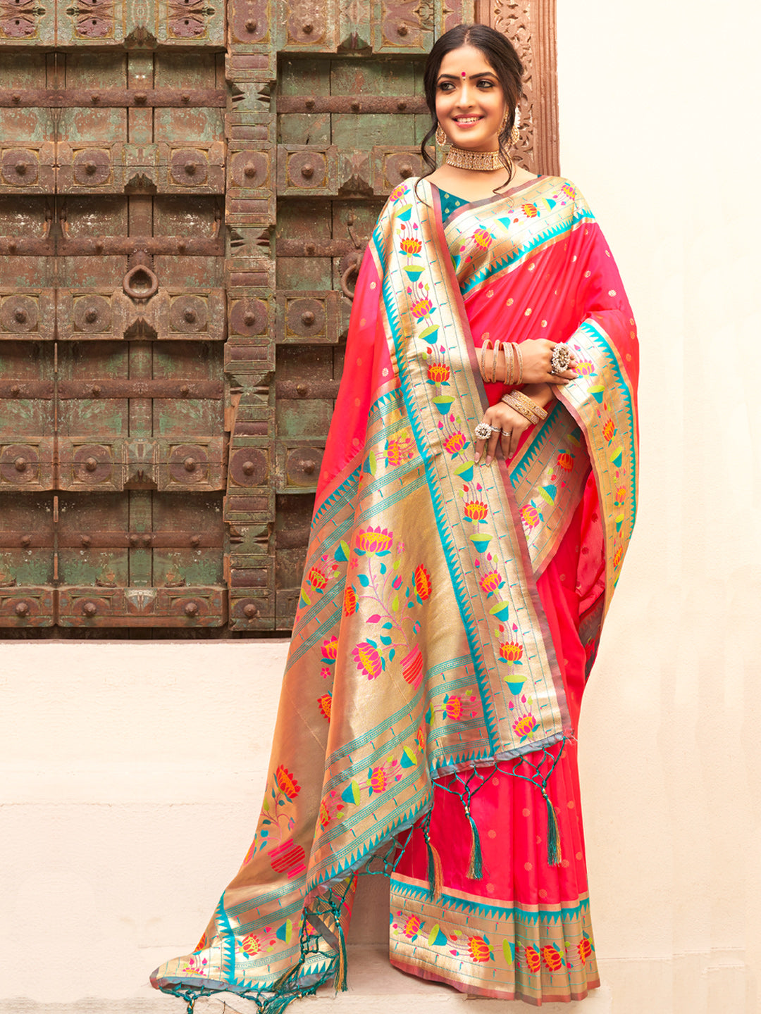 Pink Paithani Silk Saree