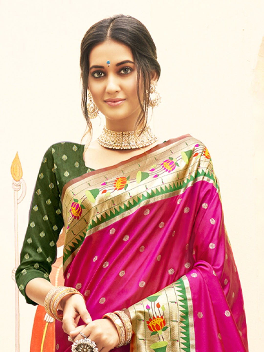 Magenta Paithani Silk Saree