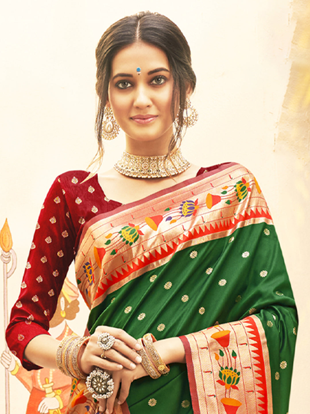 Green Paithani Silk Saree