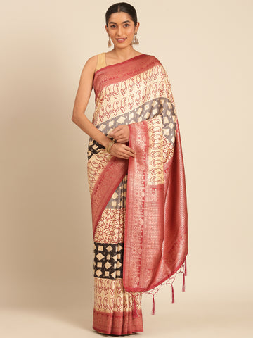 Cream Silk Saree