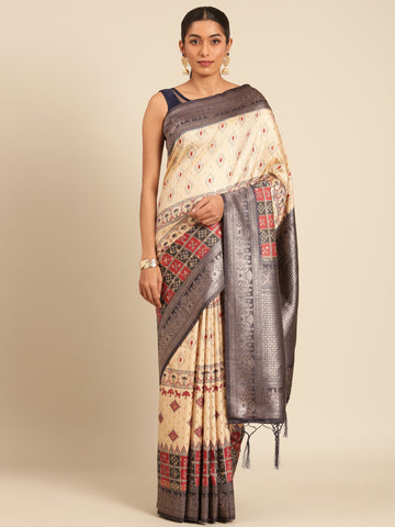 Cream Silk Saree