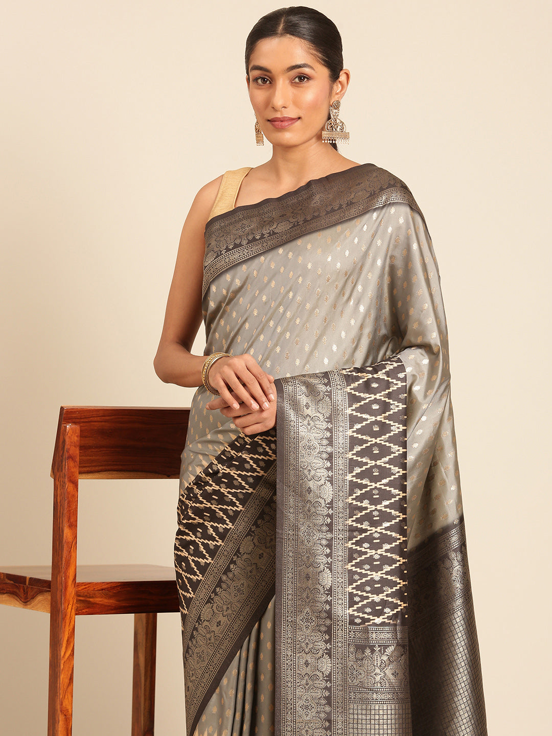 Gray Silk Saree