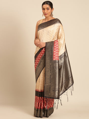 Cream Silk Saree