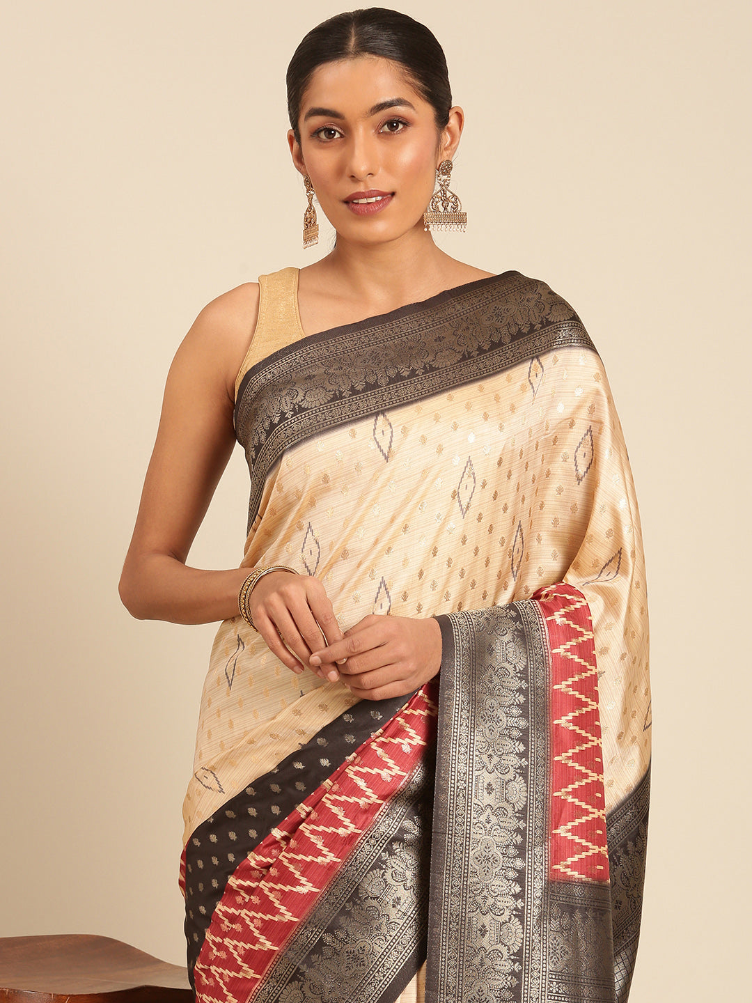 Cream Silk Saree