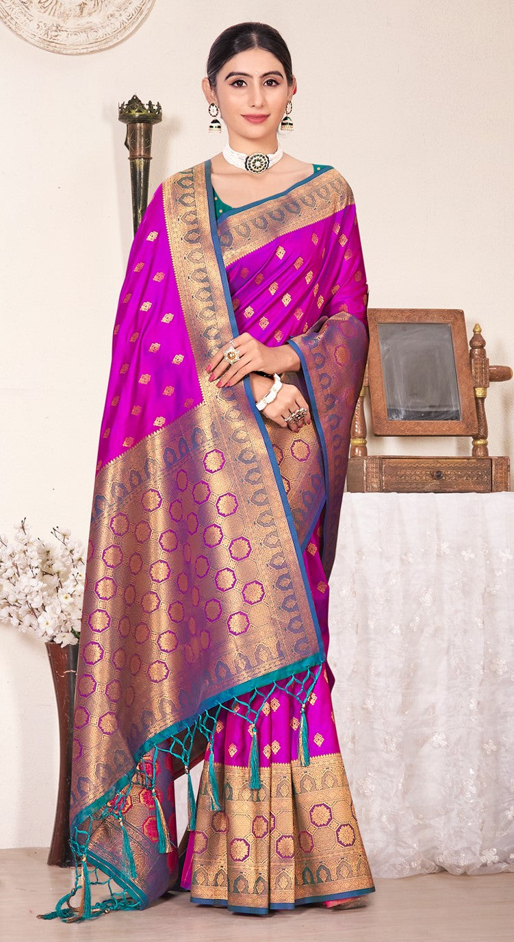 Sangam Purple Banarasi Silk Saree