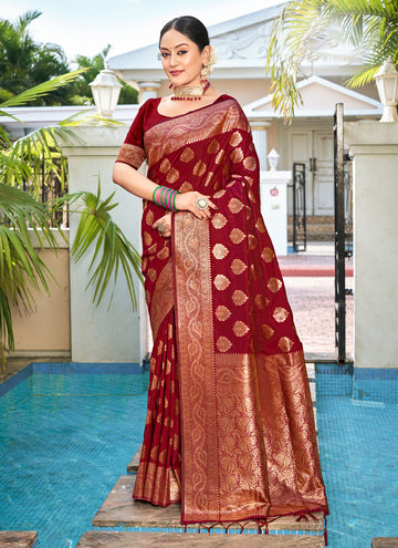 Maroon Silk Saree